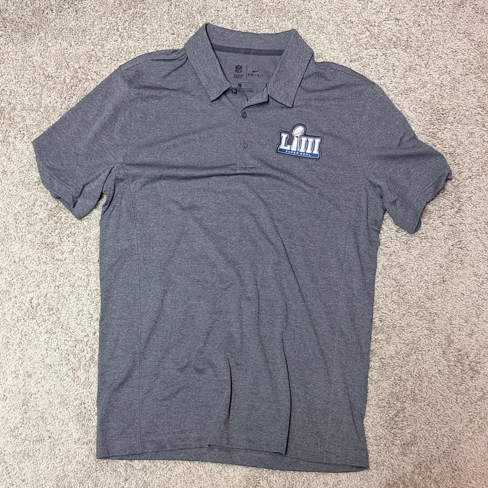 Nike Mens Super Bowl 53 Gray Polo Shirt